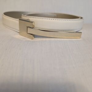 Carlisle White Belt with Gold Buckle